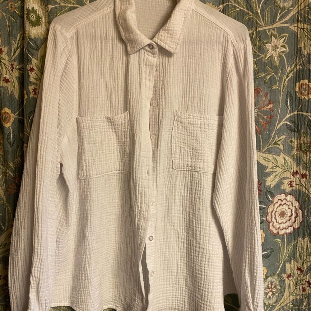 Classic White Long-Sleeve Button-Up Shirt